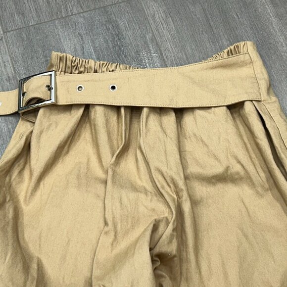 I.AM.GIA Tan Cotton Blend High Waisted Belted Palazzo Pants Joggers Size XS - Picture 7 of 8